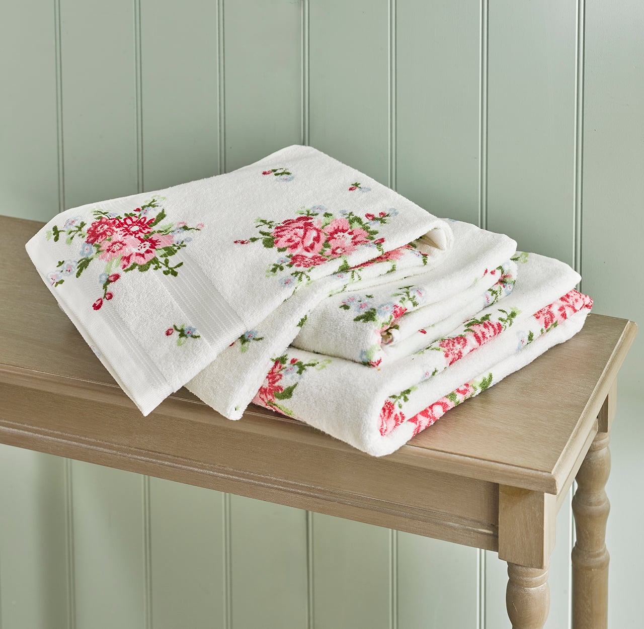 Set of 2 Rose Printed Hand Towels