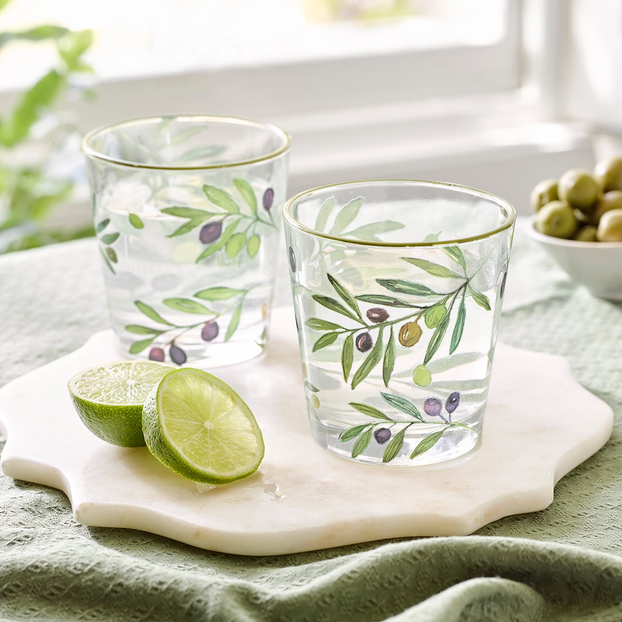Set of 2 Olive Glasses