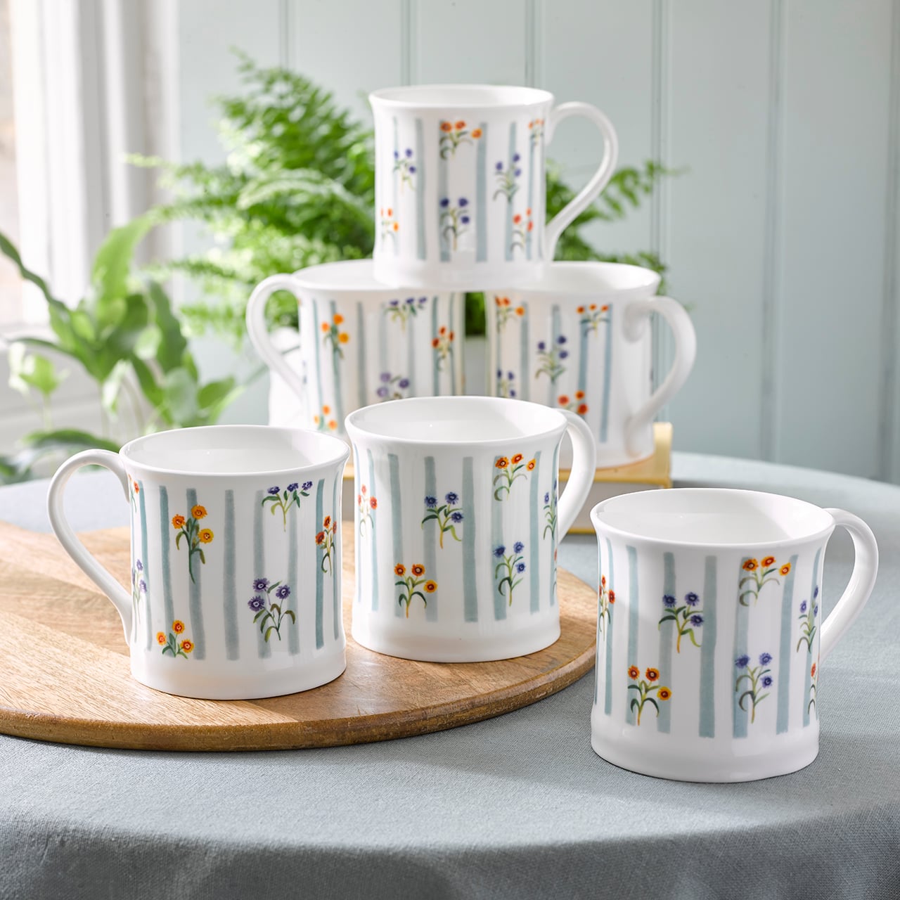 Set of 6 Vintage Floral Mugs