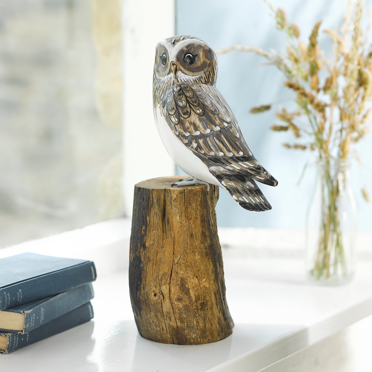 Barn Owl on Wood Block