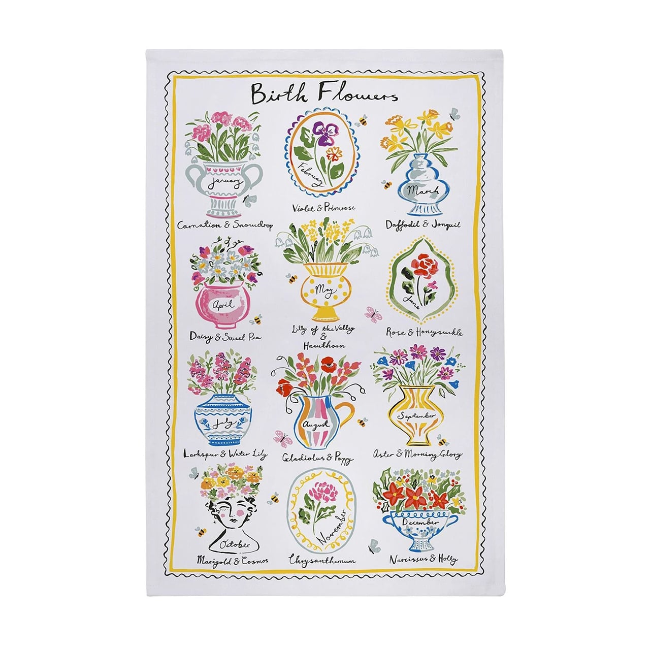 Birth Flowers Tea Towel