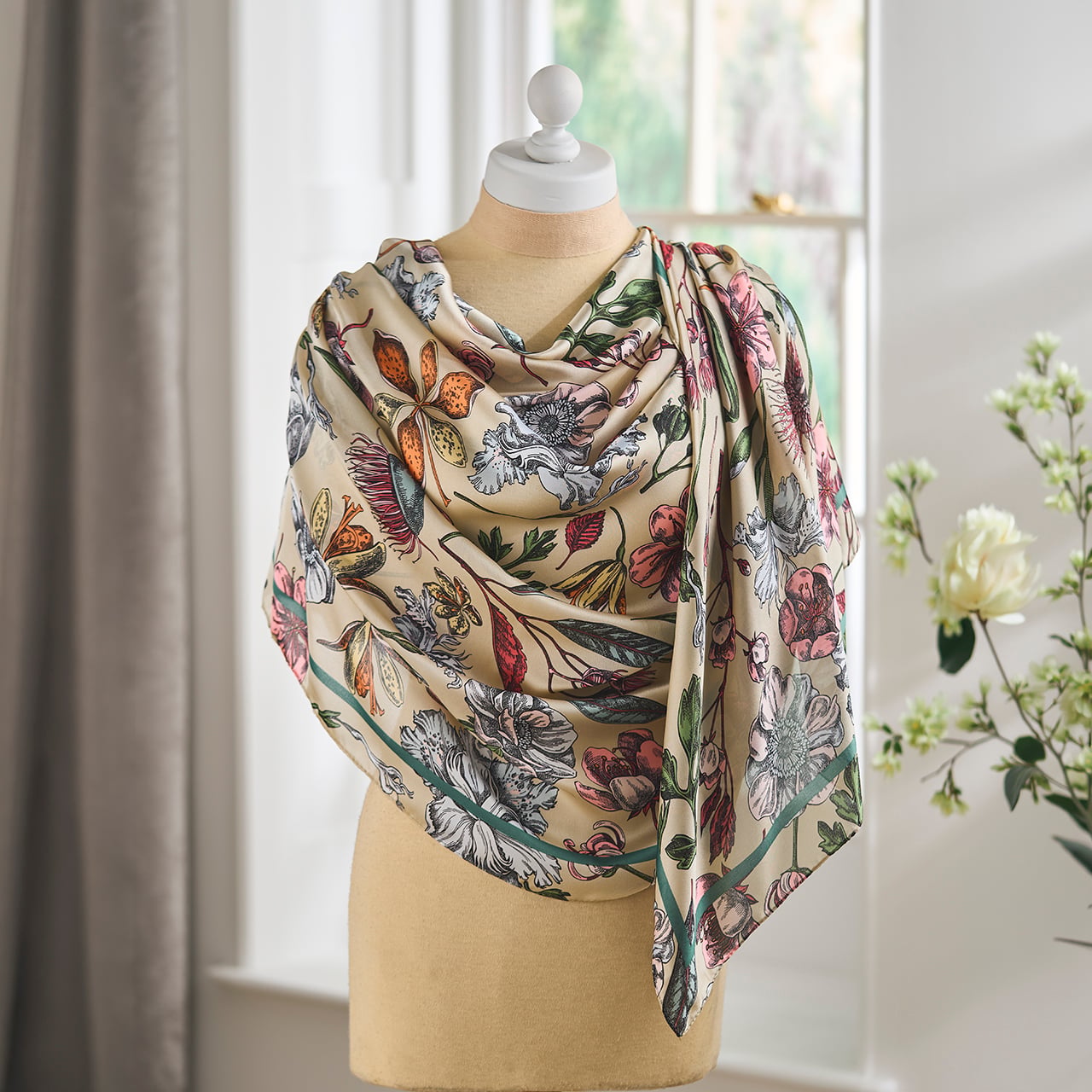 Cream Floral Scarf