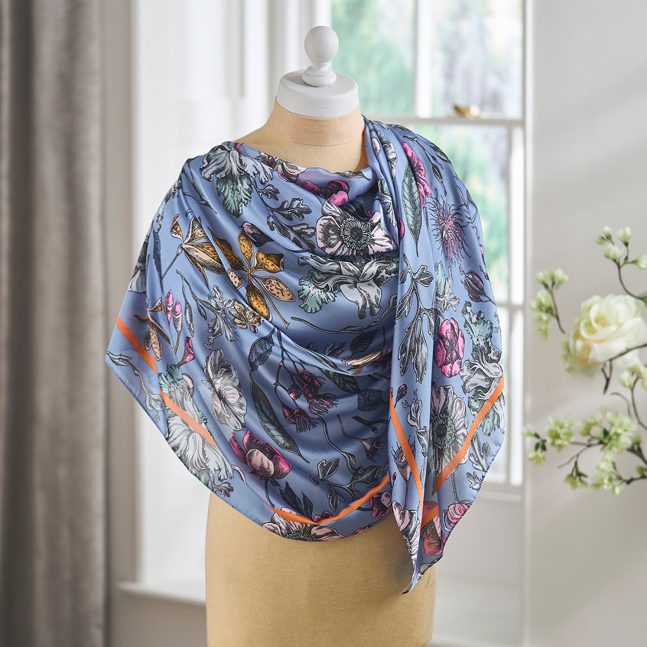 Blue Floral Scarf