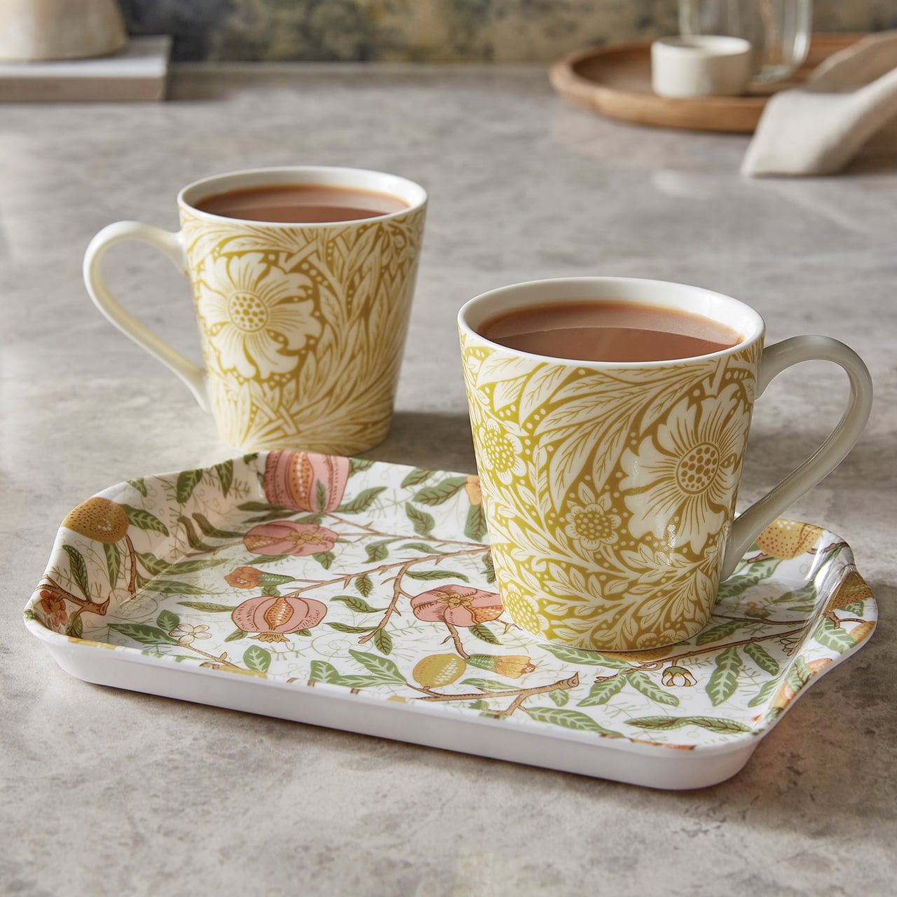 William Morris Mugs and Tray Set