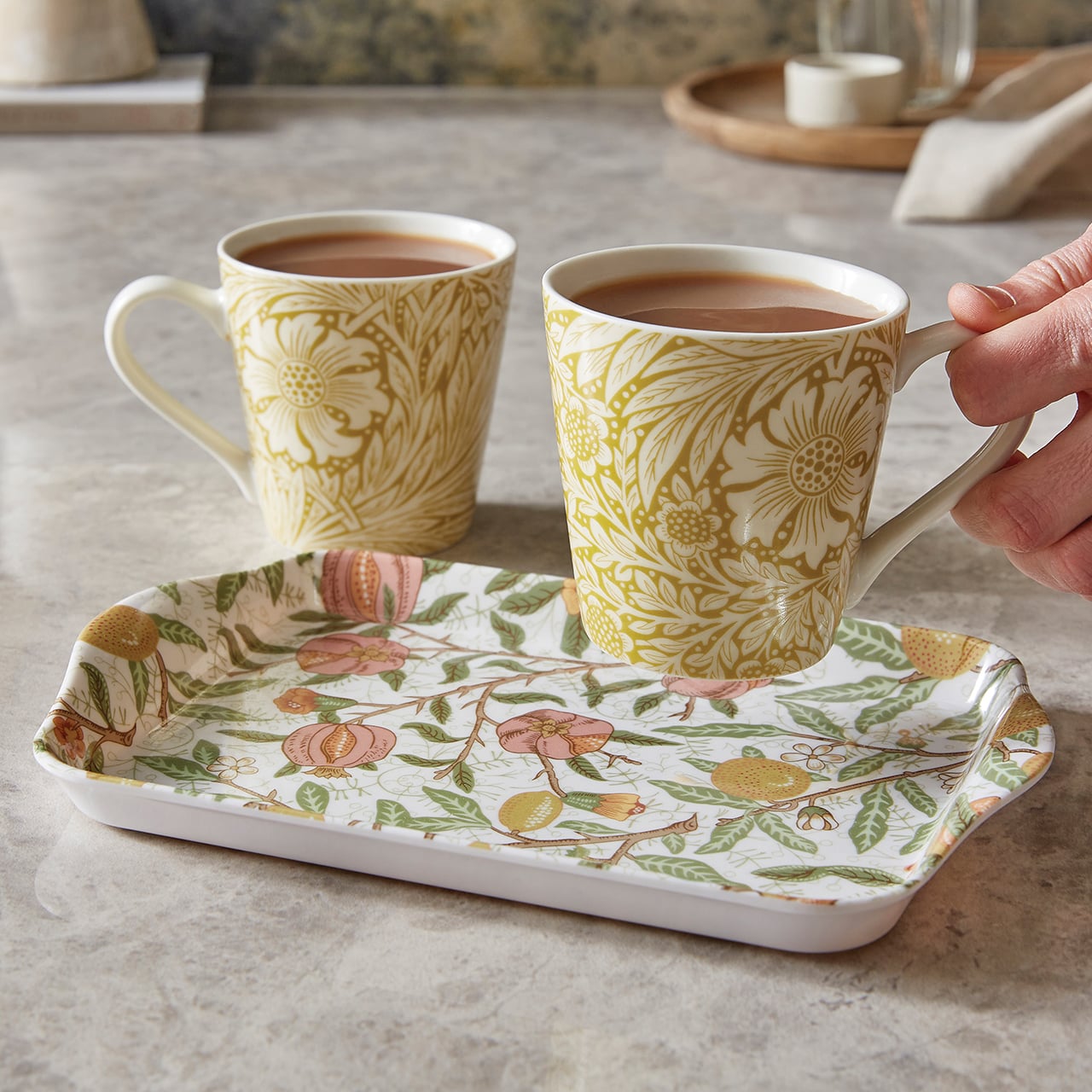 William Morris Mugs and Tray Set