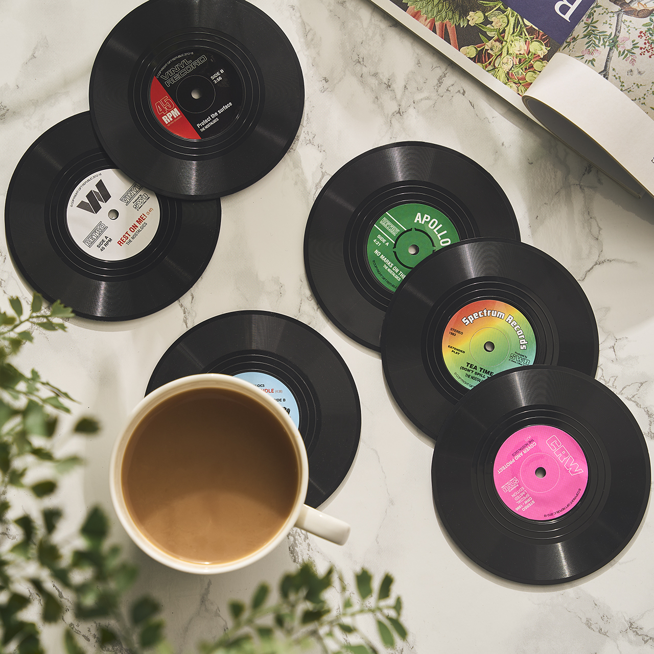 Set of 6 Vinyl Coasters