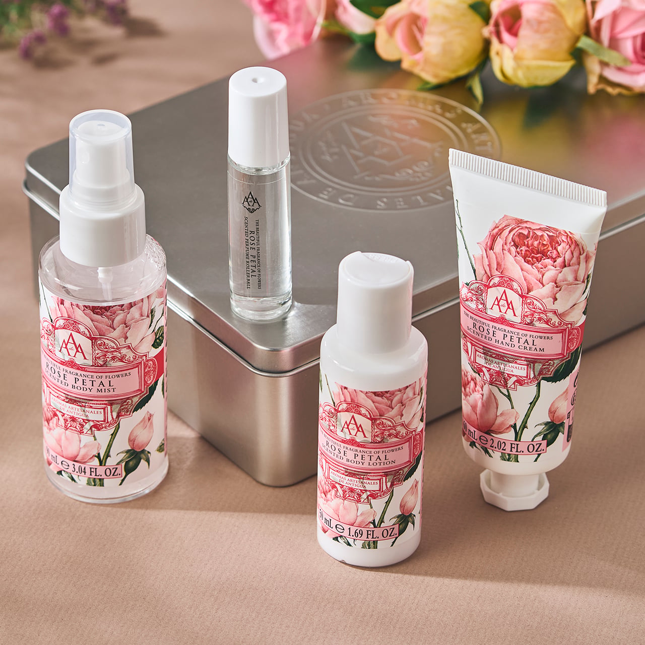 Rose Petal Gift Tin Set