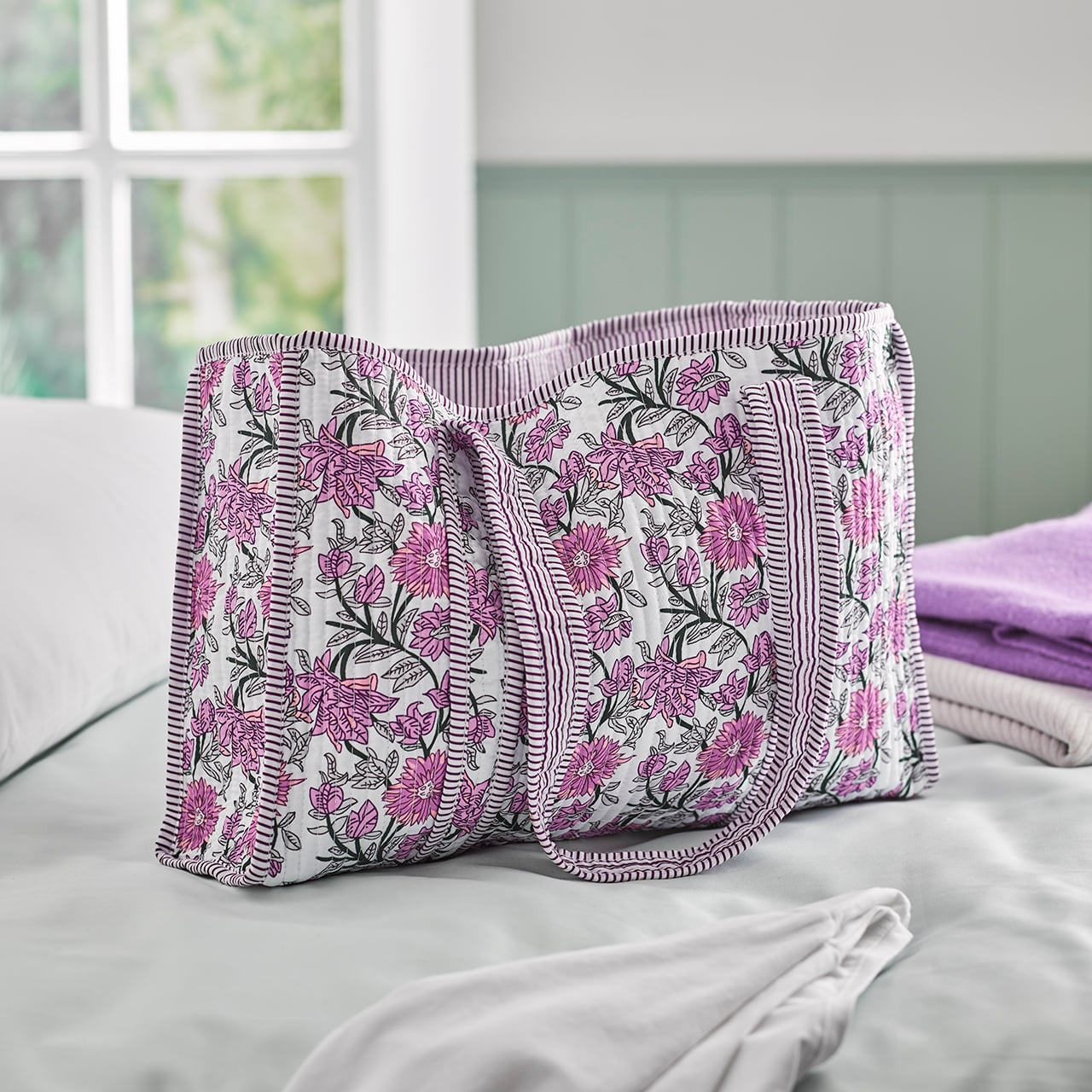 Reversible Indian-Print Tote Bag