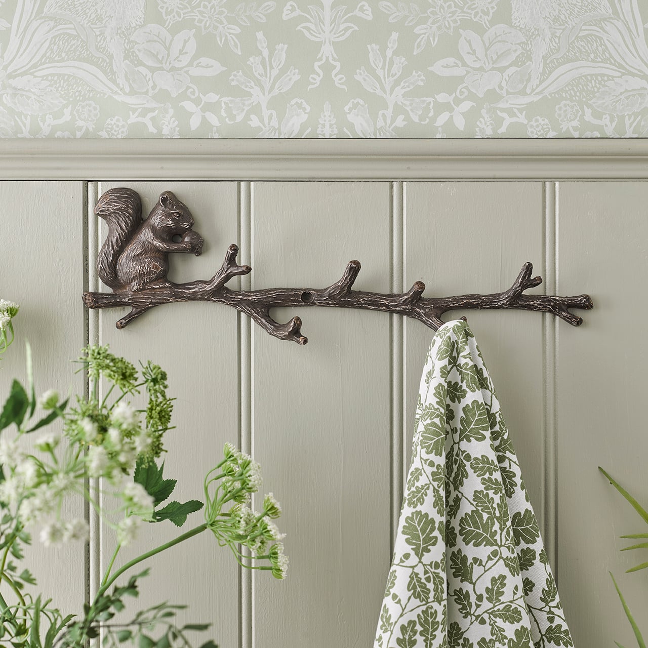 Metal Squirrel on Branch Hooks