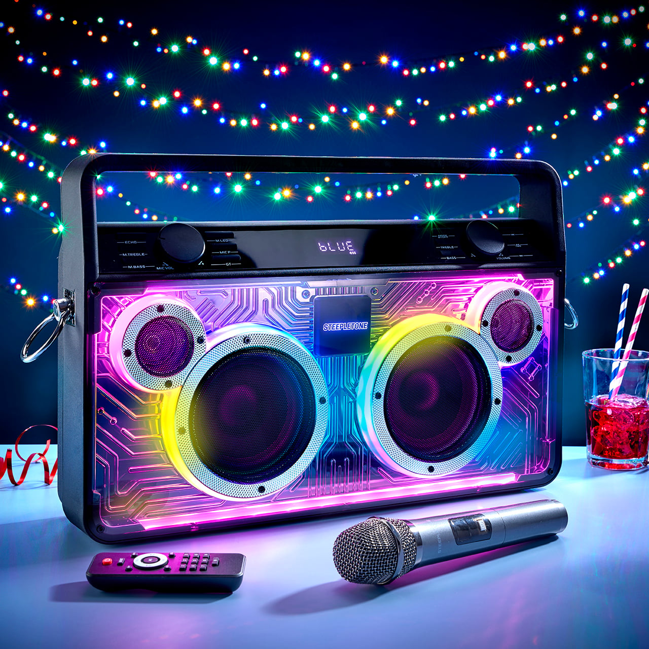 Sonic Bluetooth Boombox and Wireless Mic