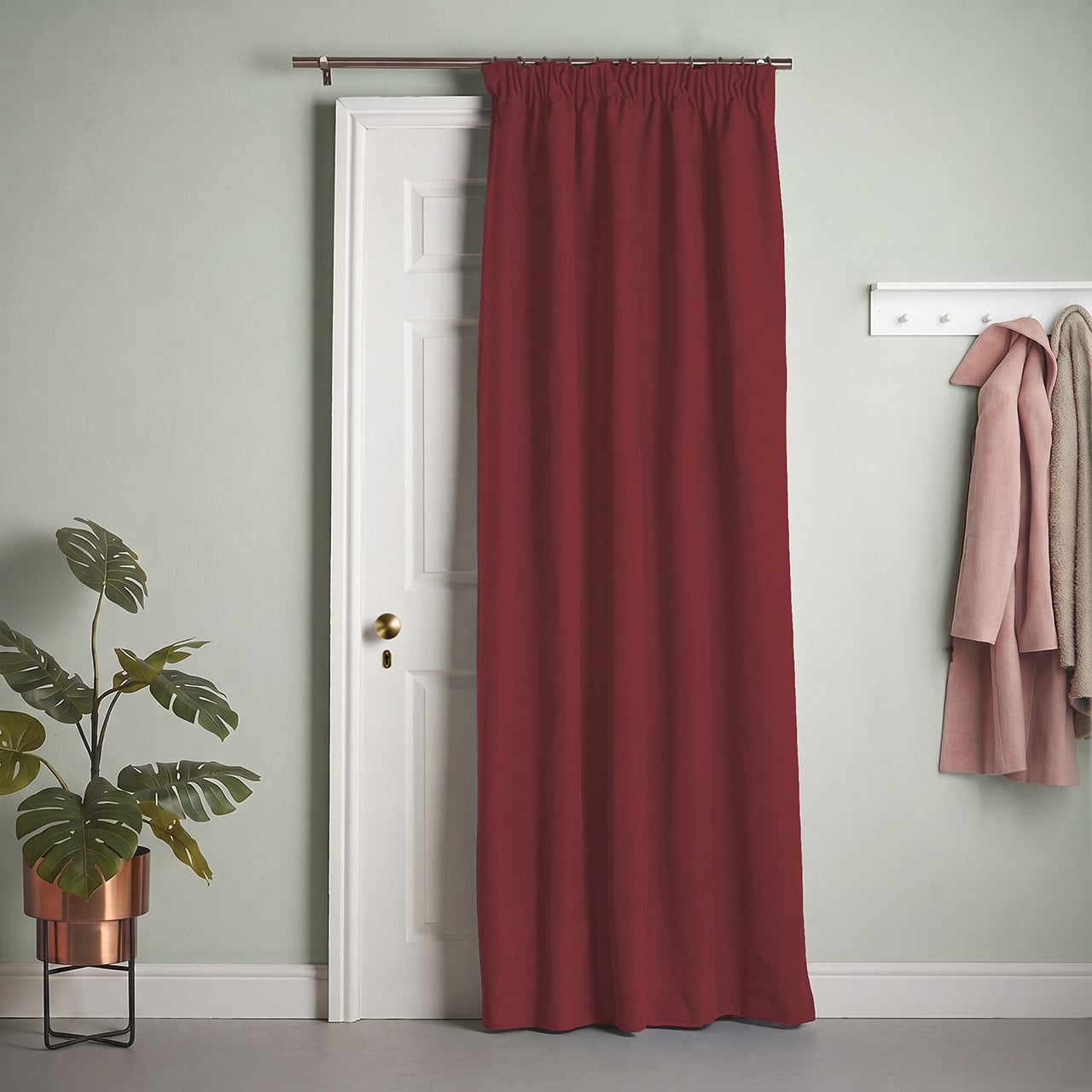 Red Fleece Interlined Door Curtain