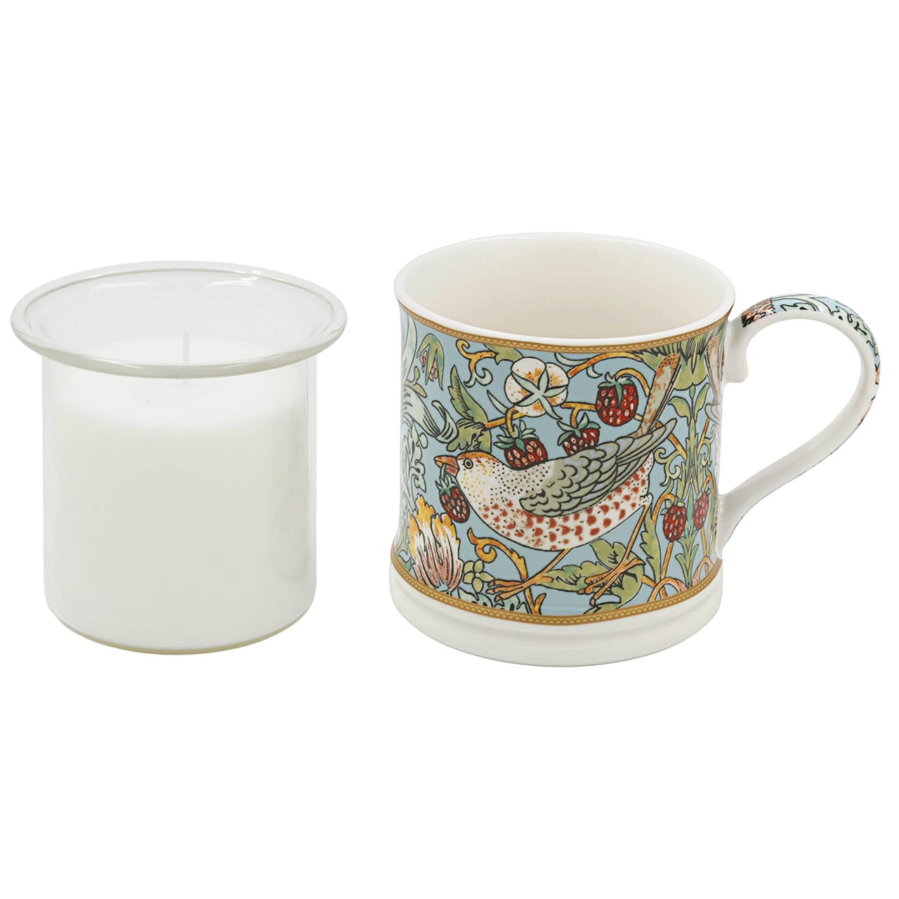 Strawberry Thief William Morris Mug with Candle