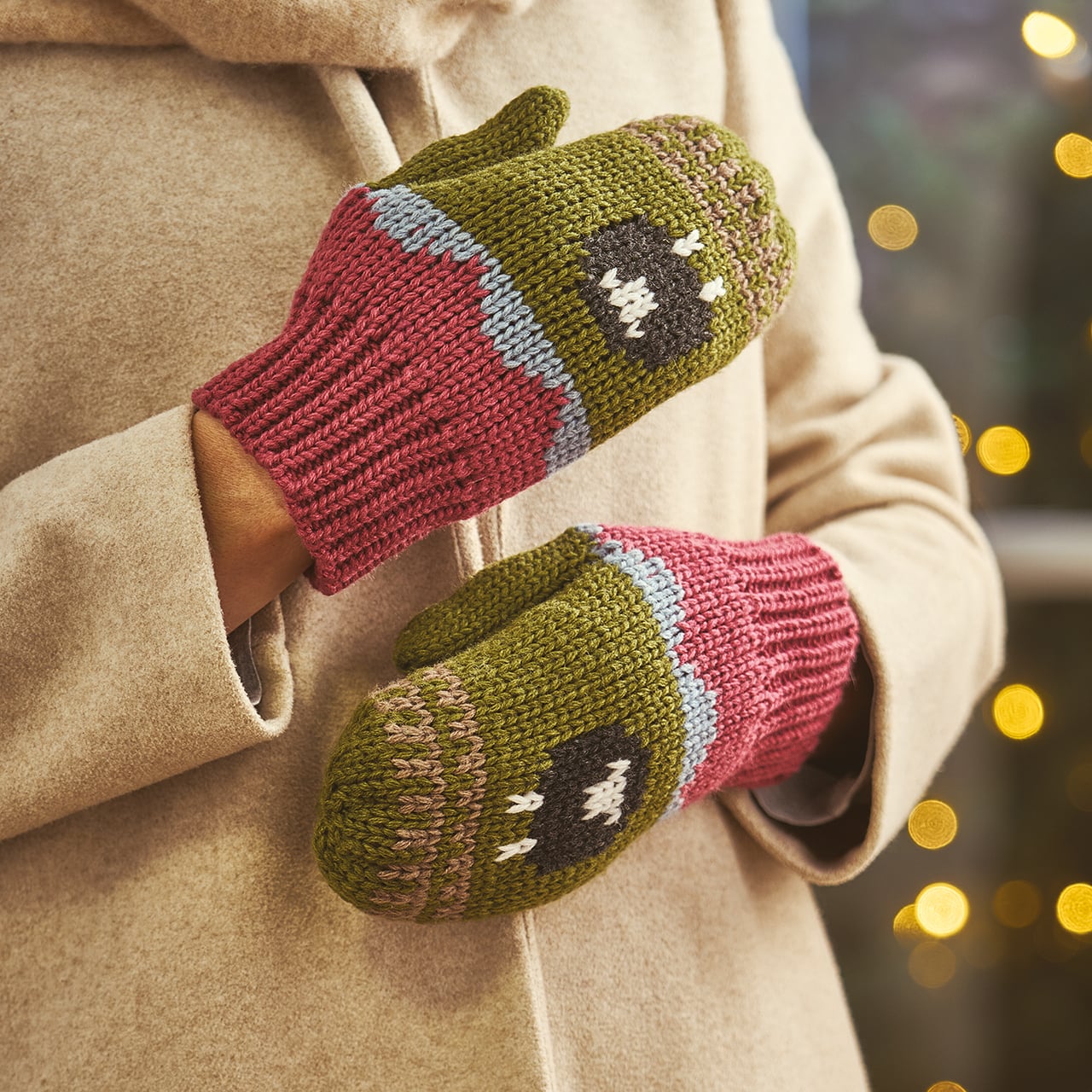 Rose Aran Sheep Mittens
