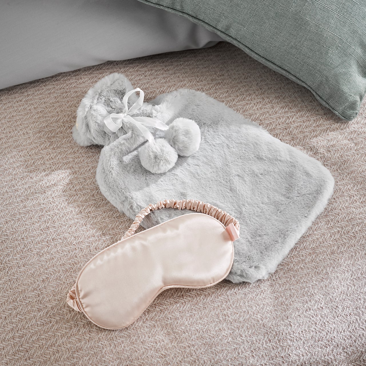 Faux Fur Hot Water Bottle and Eye Mask