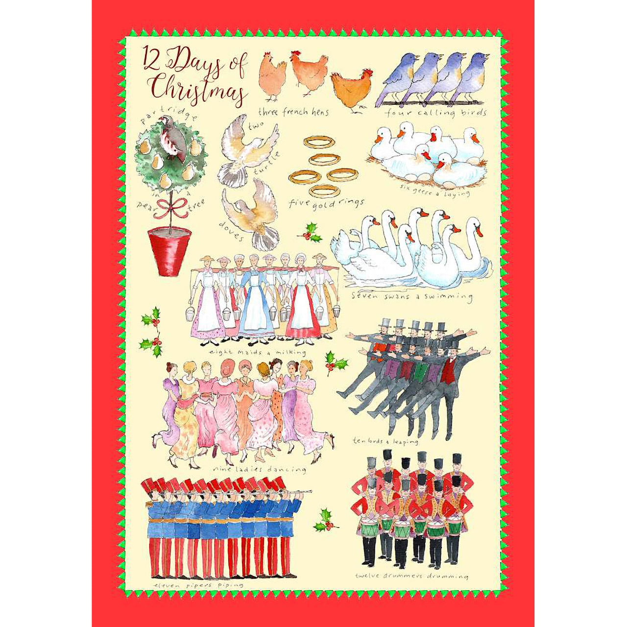 12 Days of Christmas Tea Towel