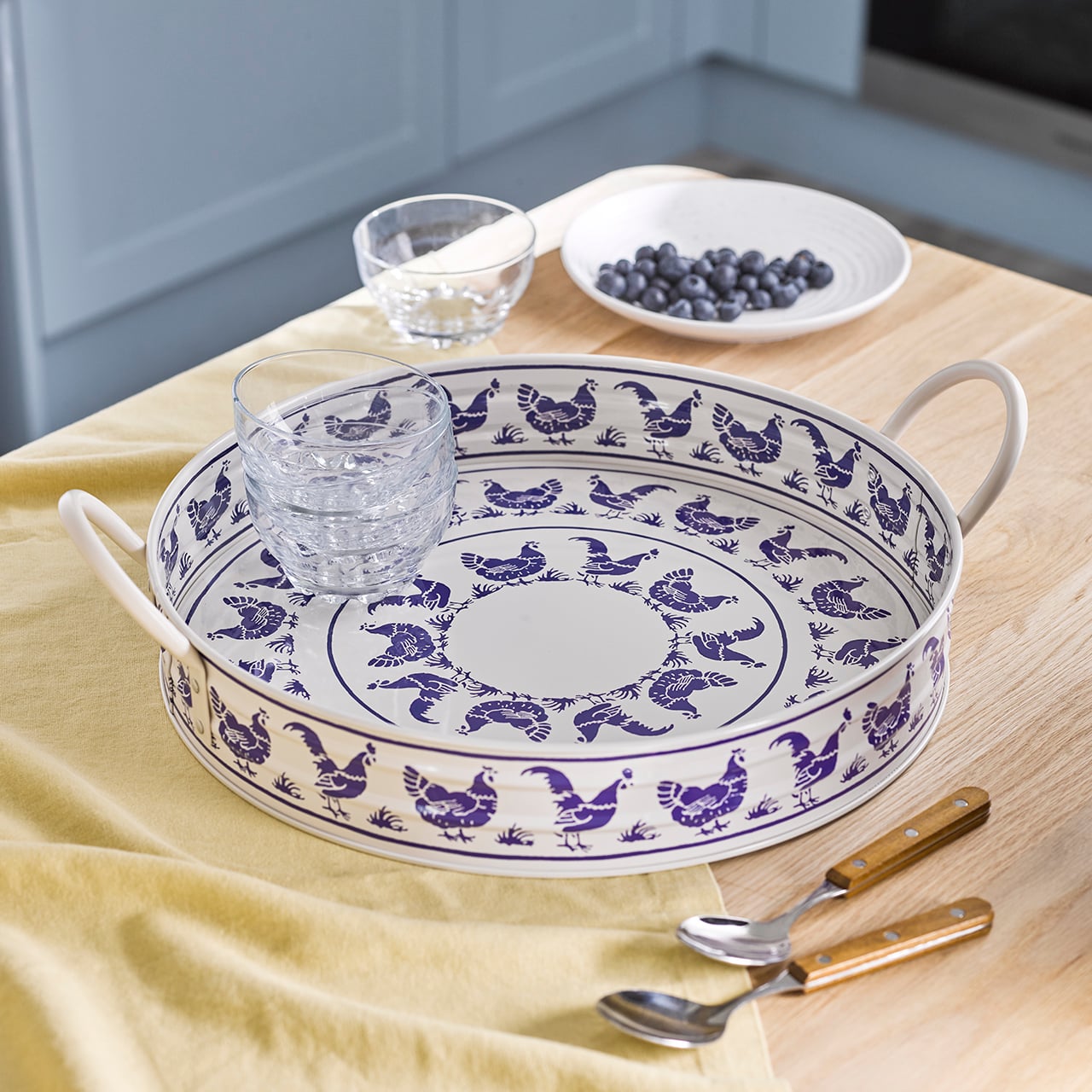 Large-Handled Tray, Hen Design