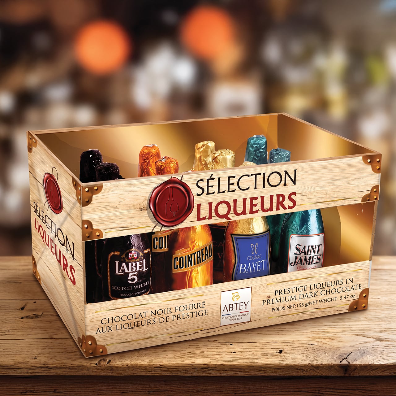 12 Assorted Liqueur Dark Chocolate Bottles