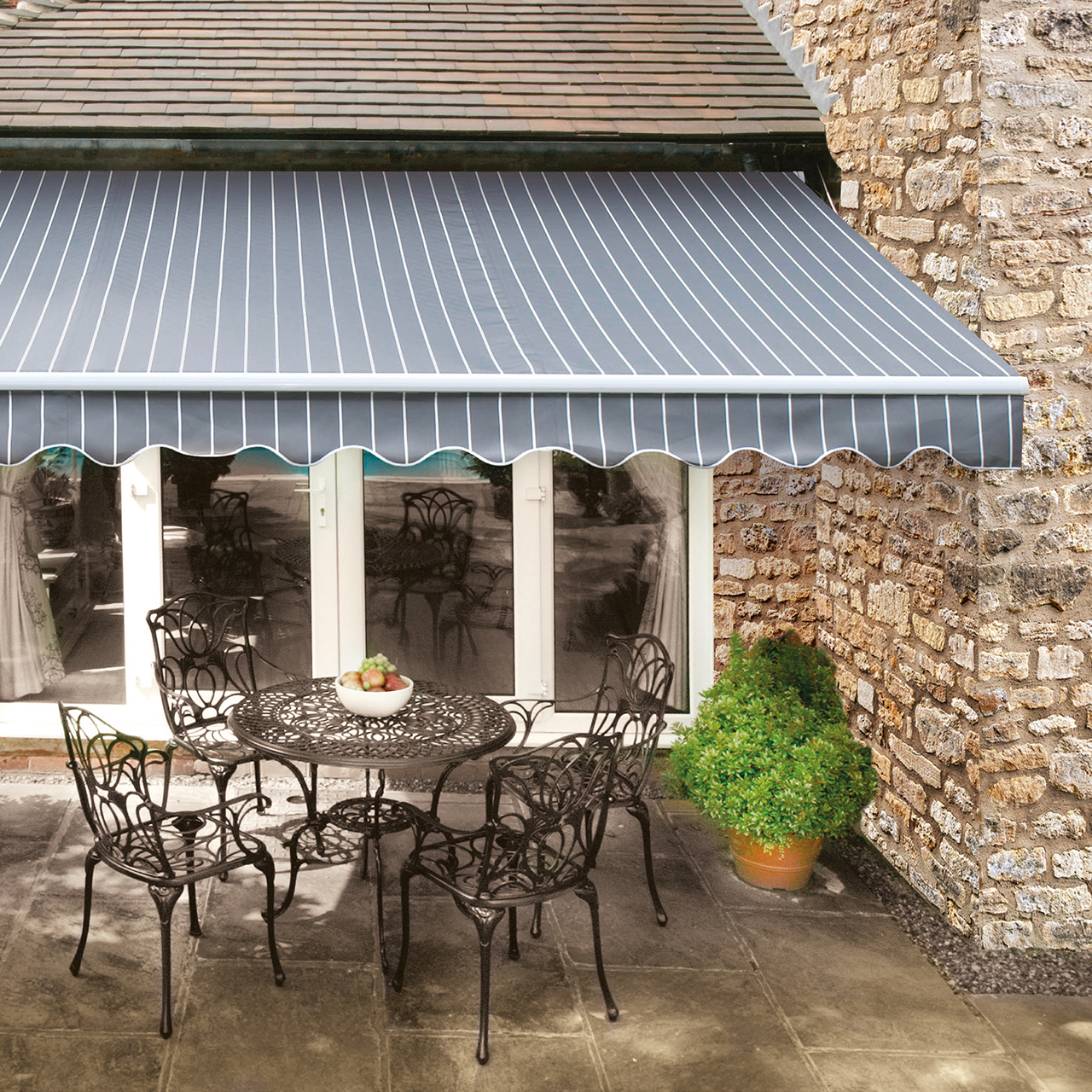Deluxe Striped Easy Fit Cafe Awnings