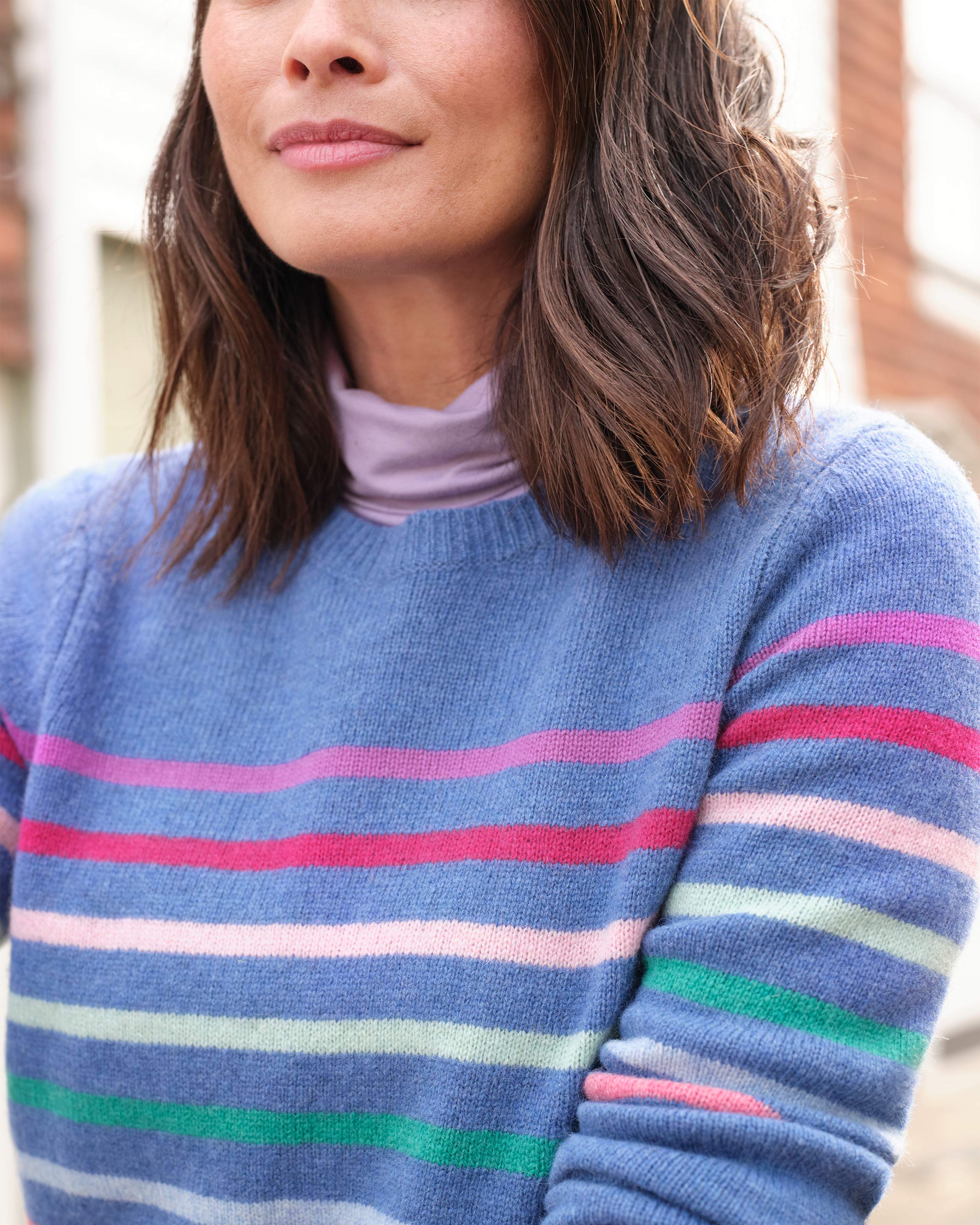 Multi coloured striped outlet jumper