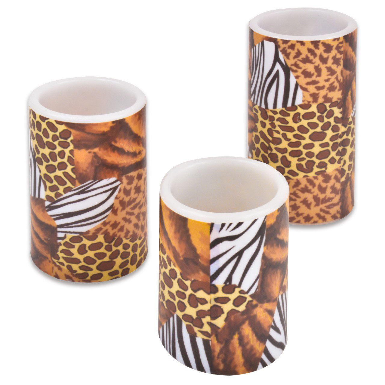 Set of 3 Animal Print LED Wax Candles