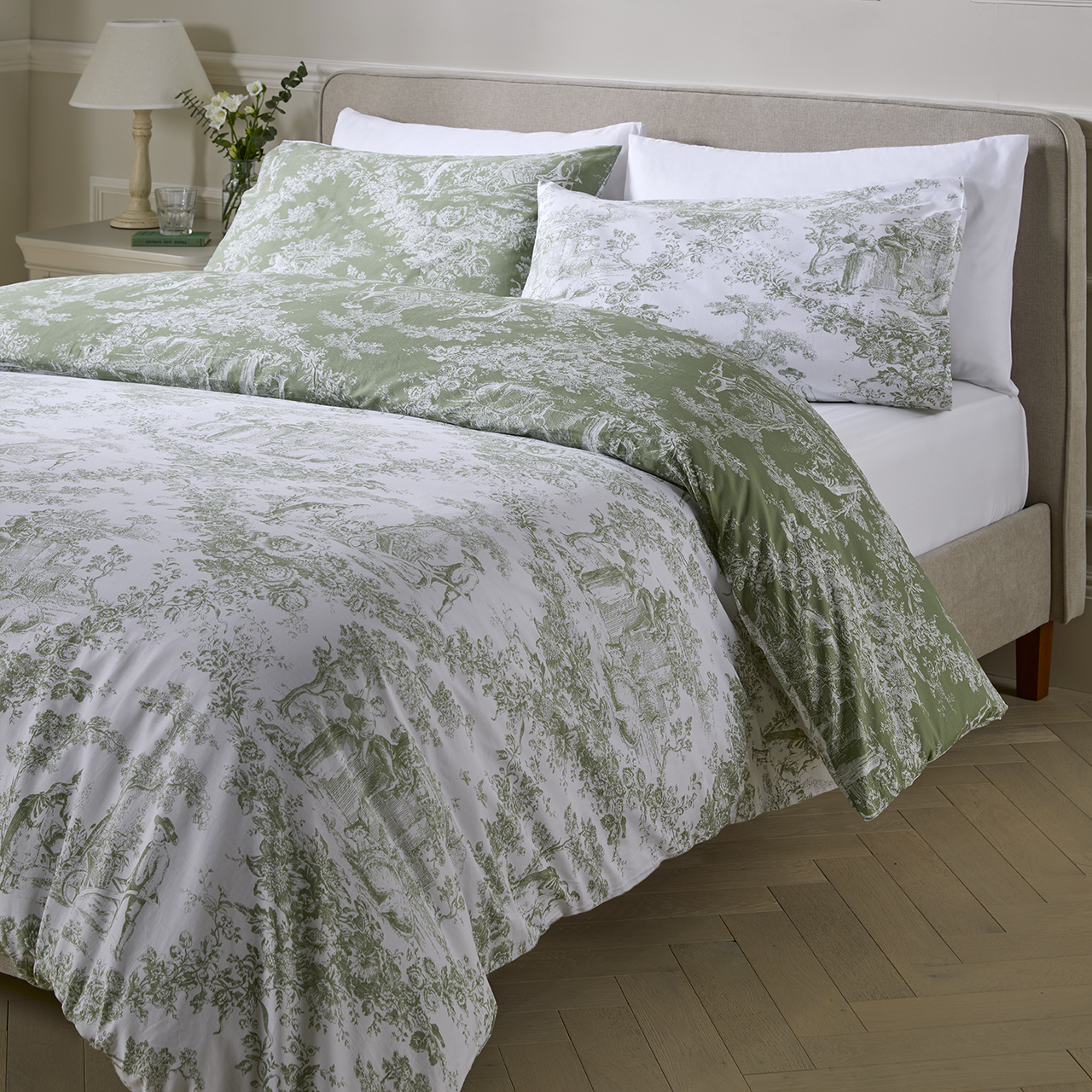 Toile de Jouy Sage Duvet Cover