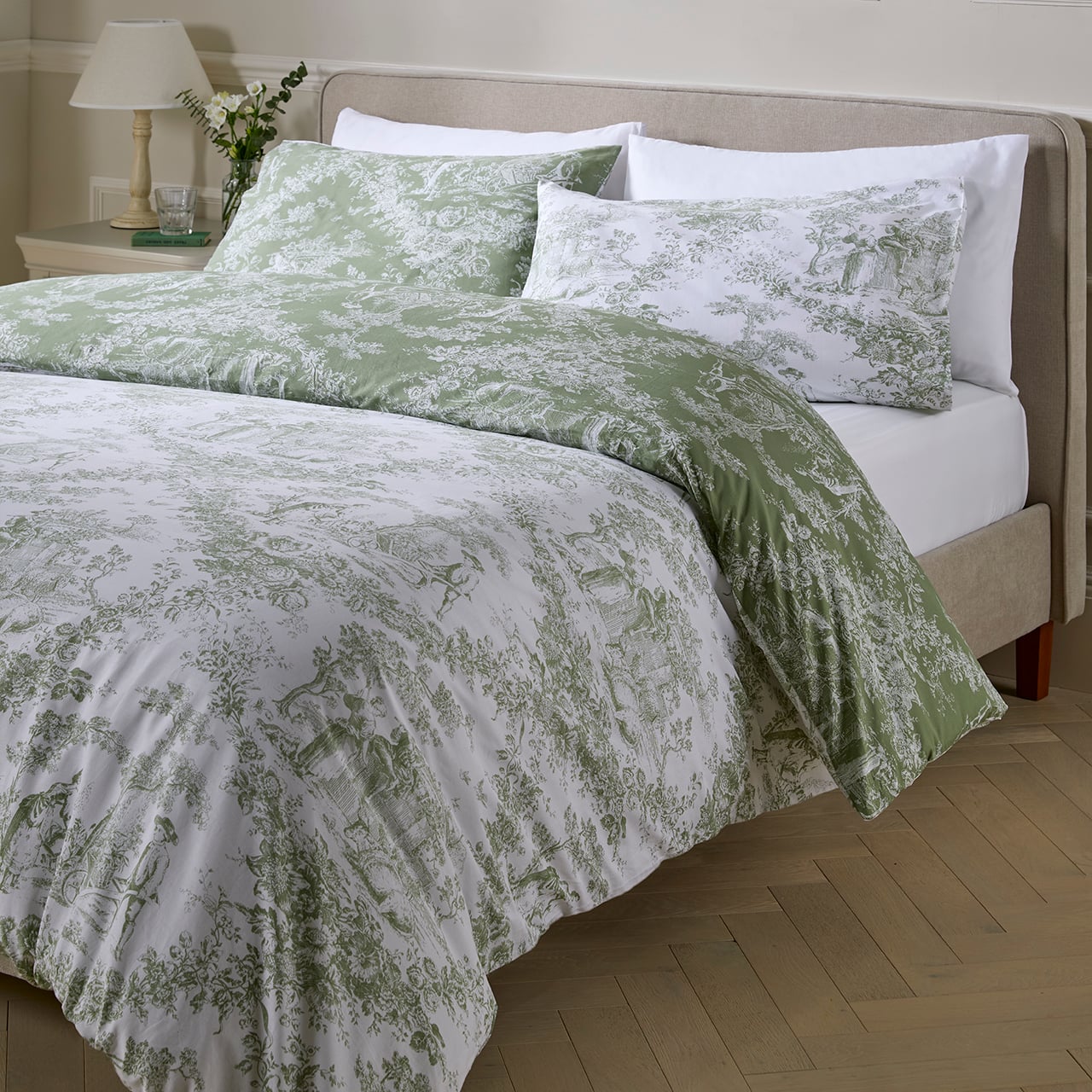 Toile de Jouy Sage Duvet Cover
