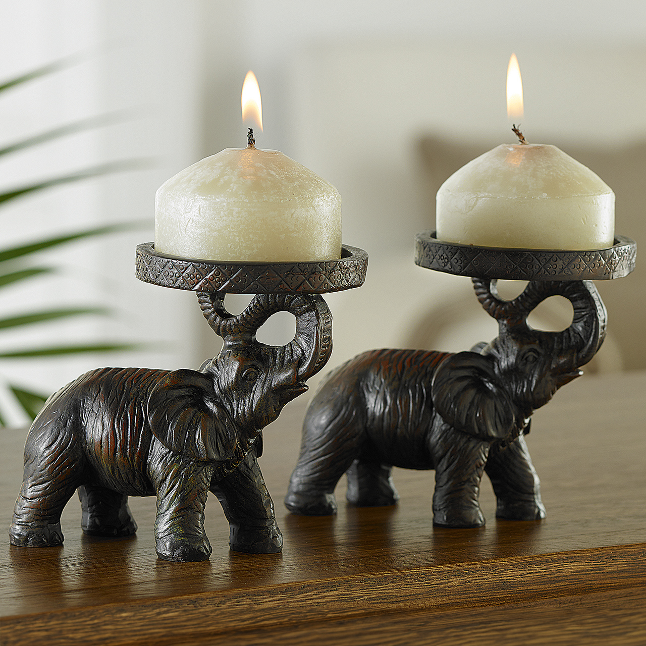 Elephant Candle Holders, Pair