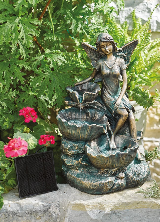 Wooden outdoor table with Green and White stripe runner