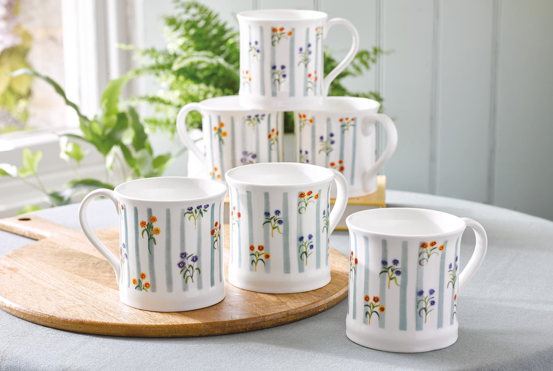 Set of 6 Vintage Floral Mugs