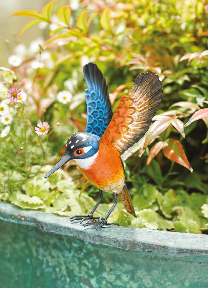 Multicoloured kingfisher garden ornament