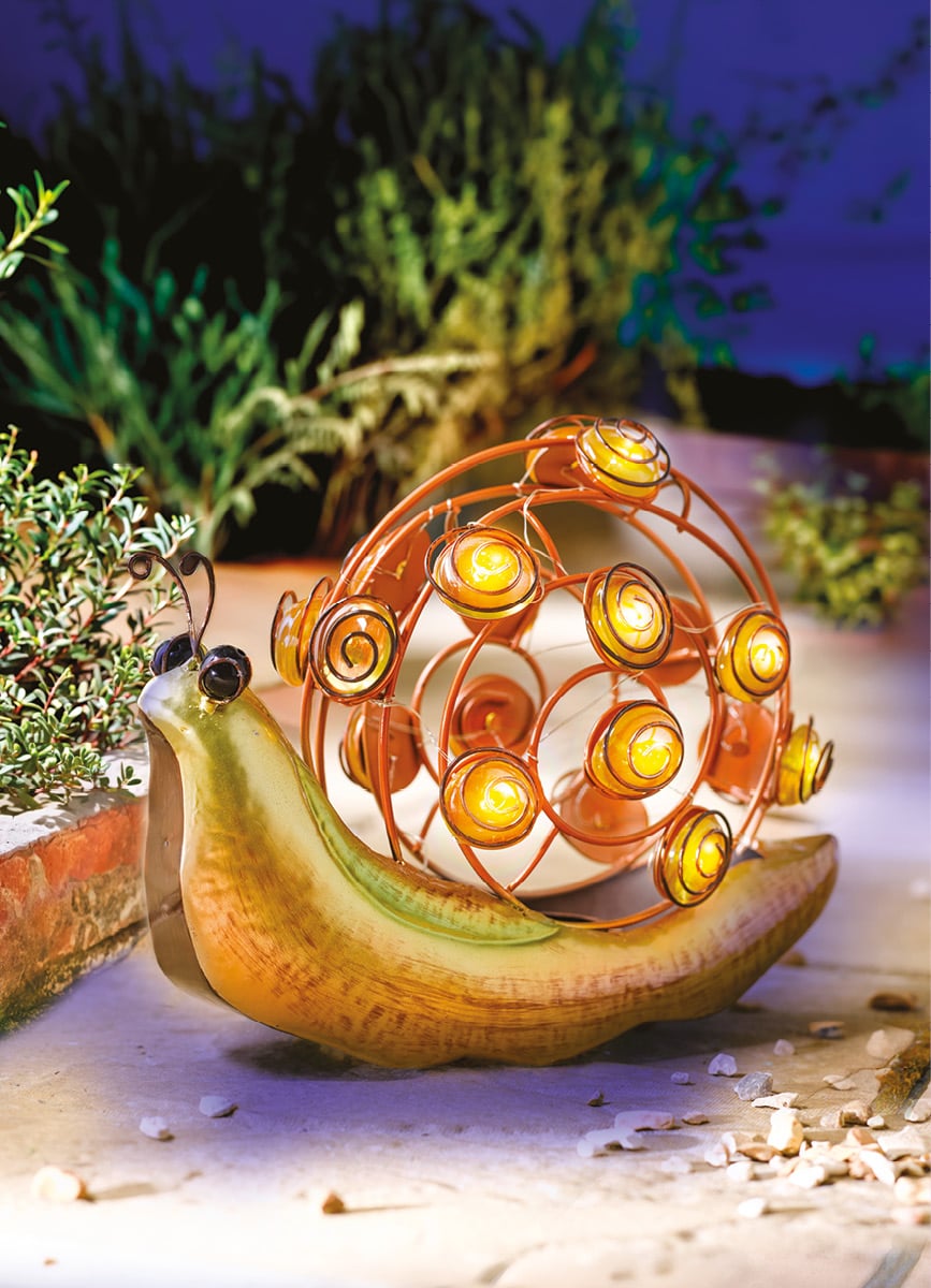 Solar snail garden ornament