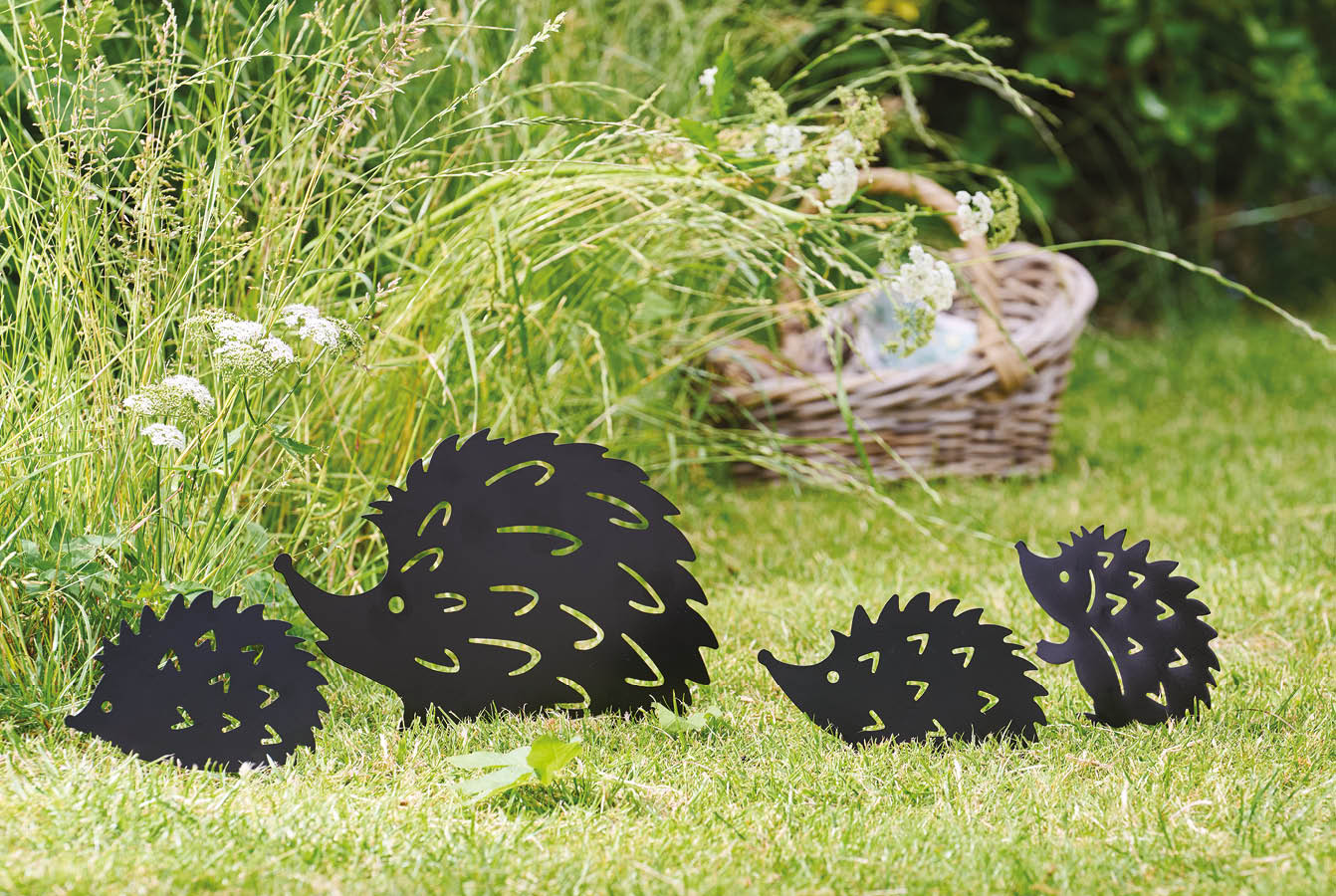 Hedgehog Family Garden Stakes