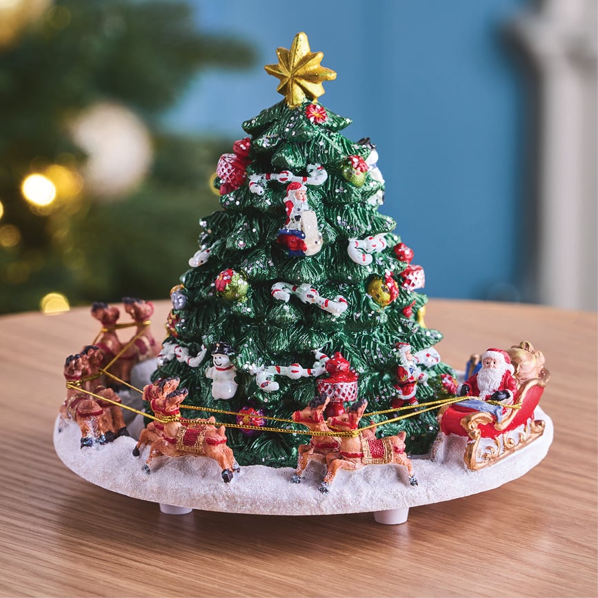 Revolving Musical Santa Sleigh and Tree