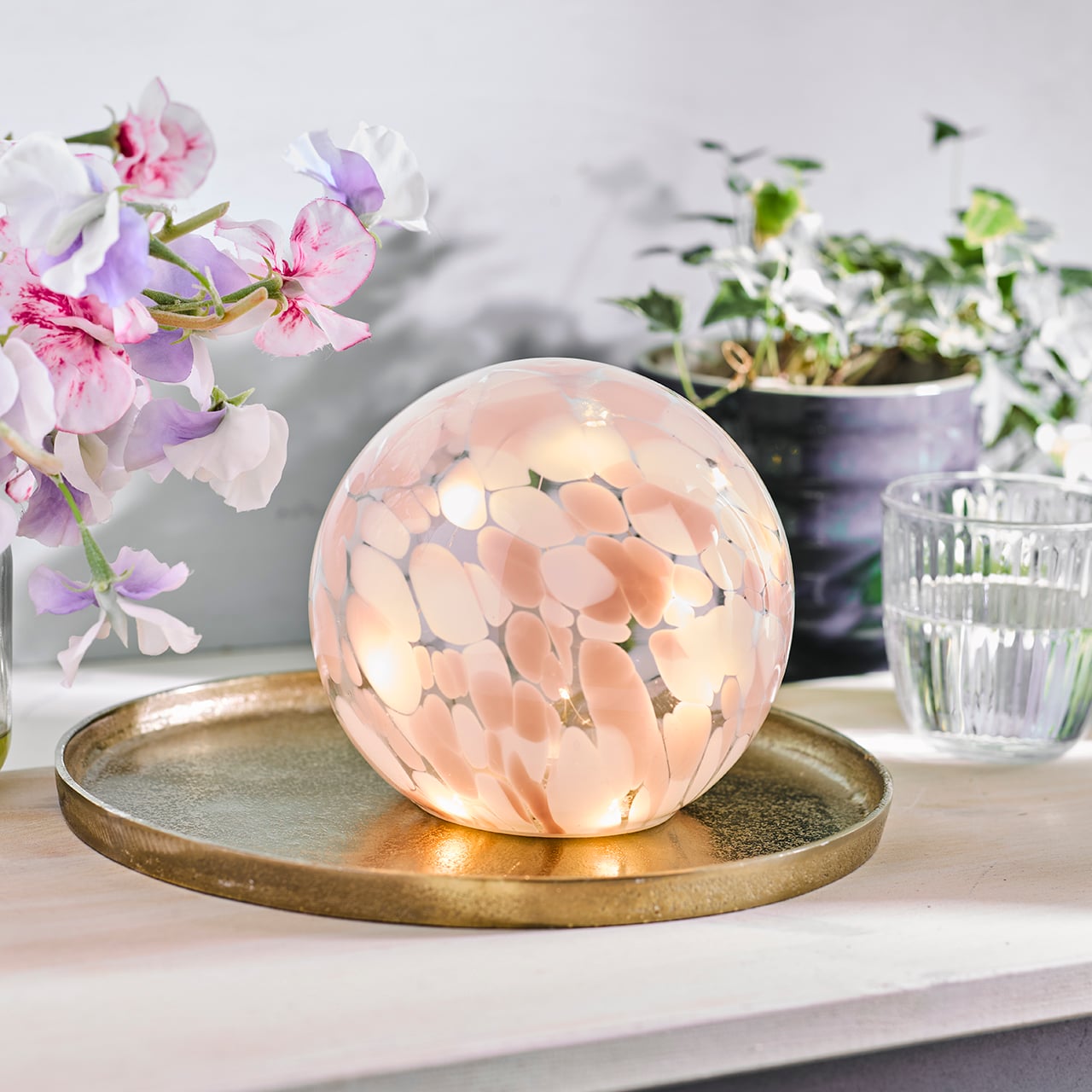 Handblown LED Ball Lamp - Pink