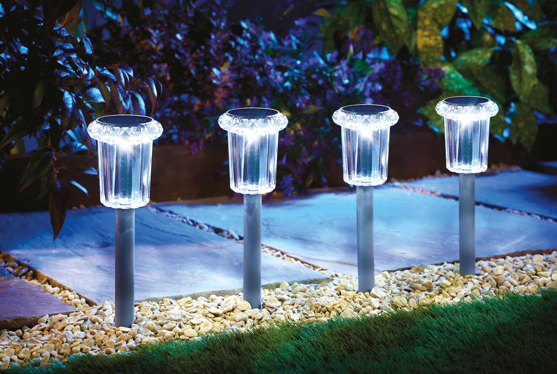 Set of 4 Crystal Effect Solar Lights