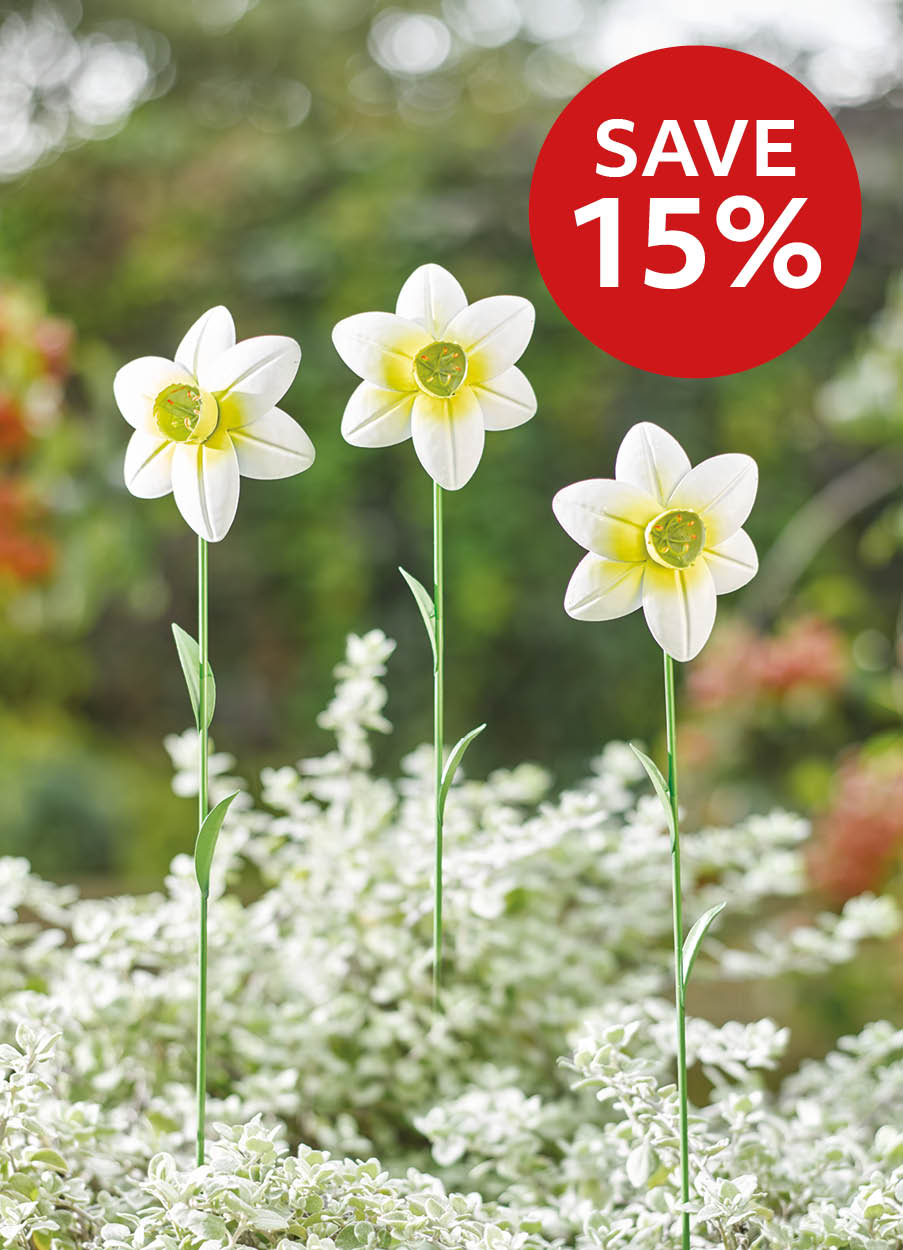 Metal Daffodil Stakes, Set of 3