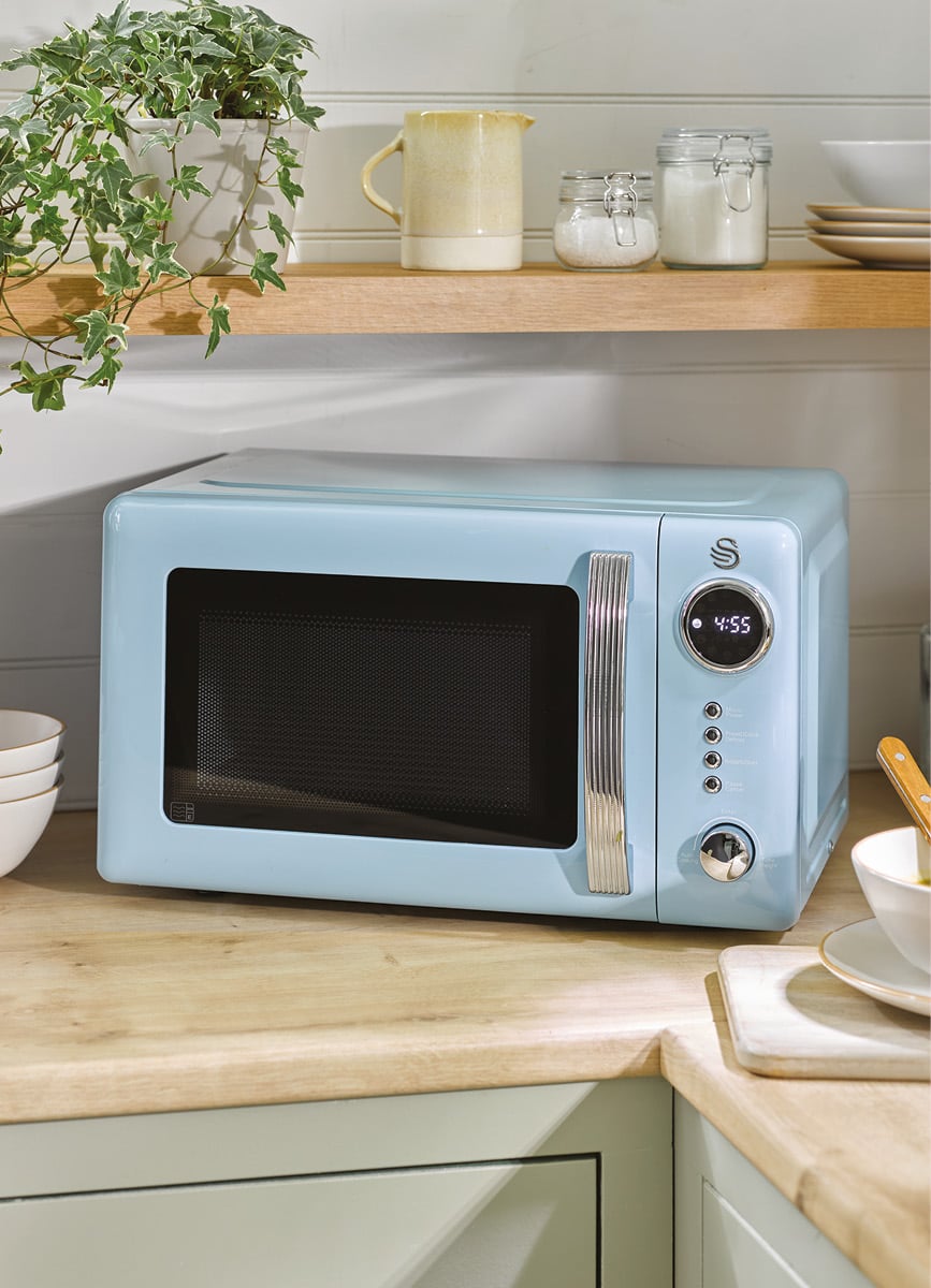 Retro Digital Microwave 20L - Blue
