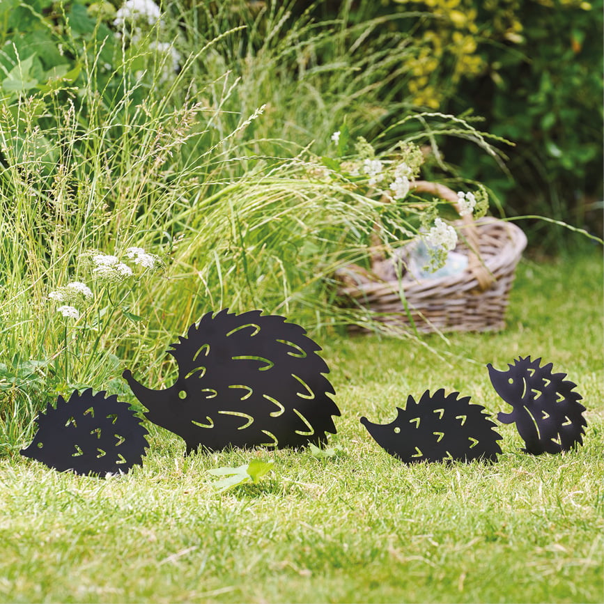 Hedgehog Family Garden Stakes
